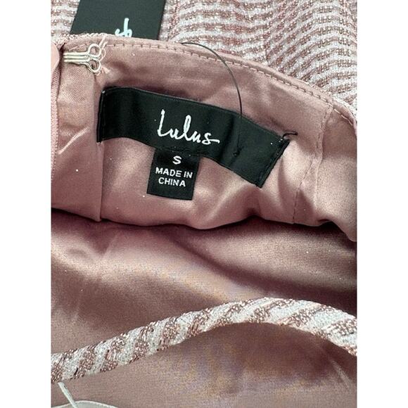 Lulus Pink Glitter Bodycon Lace-Up Back Mini Dress – Small NWT - Picture 4 of 5